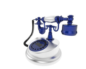 Classic cord phone isolated on transparent background. 3d rendering - illustration