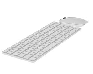 Keyboard and mouse isolated on transparent background. 3d rendering - illustration
