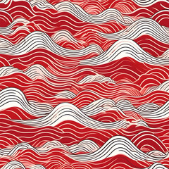 Japanese wave pattern in colors of silver and red, traditional paper, arts, crafts, scrapbooking background