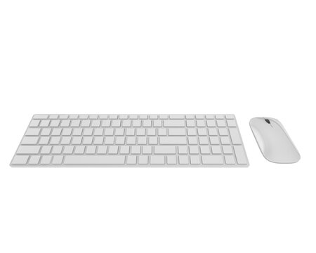 Keyboard and mouse isolated on transparent background. 3d rendering - illustration