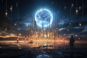 Obraz premium Cyber time innovation technology background. Generative AI