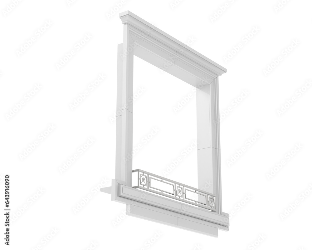 Poster window isolated on transparent background. 3d rendering - illustration