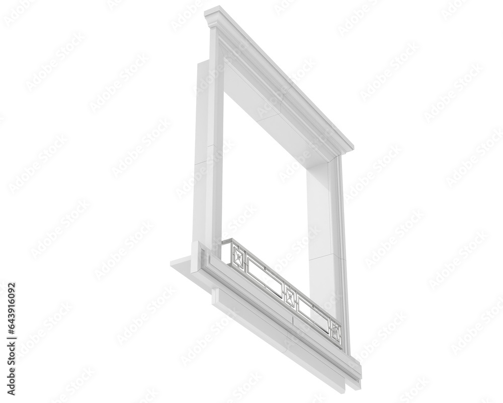 Poster window isolated on transparent background. 3d rendering - illustration