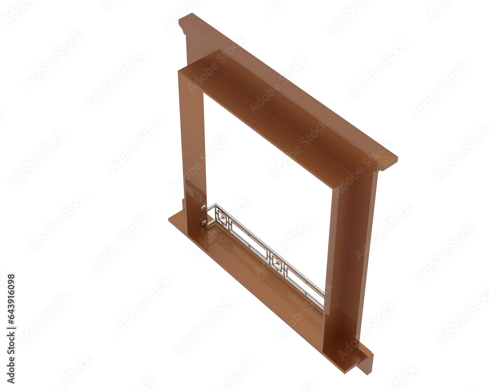 Poster window isolated on transparent background. 3d rendering - illustration