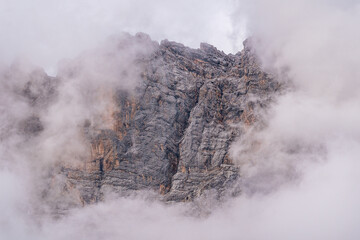 Fototapeta na wymiar south side of mount Zugspitze partially covered with clouds moody
