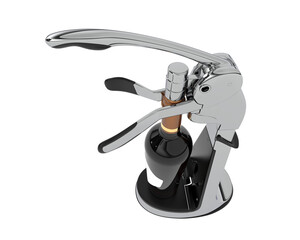 Wine bottle opener isolated on transparent background. 3d rendering - illustration