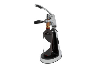Wine bottle opener isolated on transparent background. 3d rendering - illustration