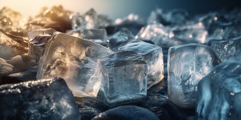 Ice Cubes Glistening with Fresh Dew