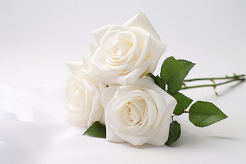 Obraz na płótnie Canvas wedding white rose decoration style of minimalistic modern, joyful and optimistic, crisp and clean look