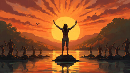 Surya Namaskar, sun salutation is a set of morning yoga exercises.