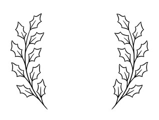 Abstract holly wreath frame with leafy branches