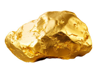 Gold nugget piece of precious metal isolated on transparent background. Generative AI - obrazy, fototapety, plakaty