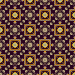 Geometric ethnic pattern seamless flower color. seamless pattern. Design for fabric,curtain,background,carpet,wallpaper,clothing,wrapping,Batik,mandalas,fabric,Vector illustration. pattern style.