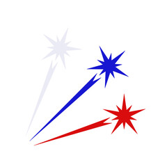 Firework icon of russian flag colors. Three white, blue and red stars on white, symbol of national holidays, flat style. Vector clipart, illustration of festive event in Russia, sign for web design.