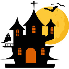 Halloween Haunted Castle Illustration