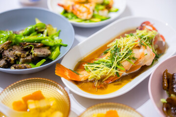 Asian family dinner at home