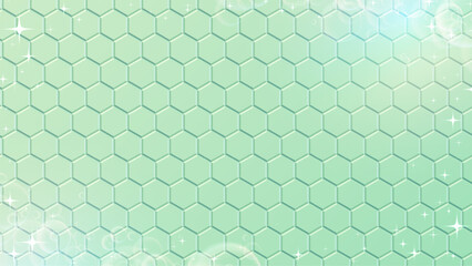 緑色の六角形パターンの背景。