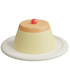 3d render pudding minimal for graphic element. Isolated on white background