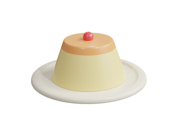 3d render pudding minimal for graphic element. Isolated on white background