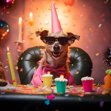 dog on the birthday party