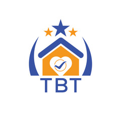 TBT House logo Letter logo and star icon. Blue vector image on white background. KJG house Monogram home logo picture design and best business icon. 
