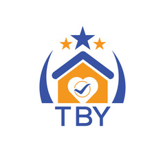 TBY House logo Letter logo and star icon. Blue vector image on white background. KJG house Monogram home logo picture design and best business icon. 
