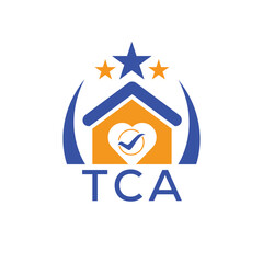 TCA House logo Letter logo and star icon. Blue vector image on white background. KJG house Monogram home logo picture design and best business icon. 
