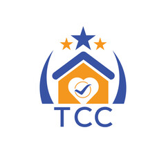 TCC House logo Letter logo and star icon. Blue vector image on white background. KJG house Monogram home logo picture design and best business icon. 
