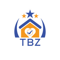 TBZ House logo Letter logo and star icon. Blue vector image on white background. KJG house Monogram home logo picture design and best business icon. 
