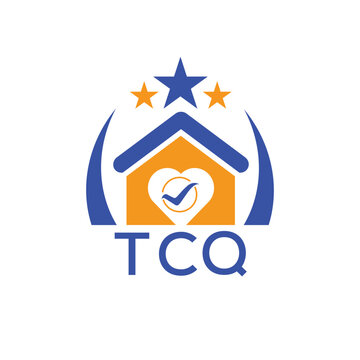 TCQ House logo Letter logo and star icon. Blue vector image on white background. KJG house Monogram home logo picture design and best business icon. 
