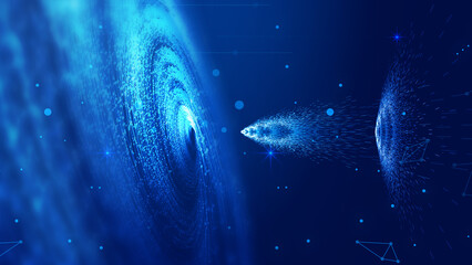 Cosmic particle vortex jet particle Internet technology big data background