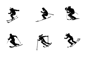 ski and snowboarding people silhouette