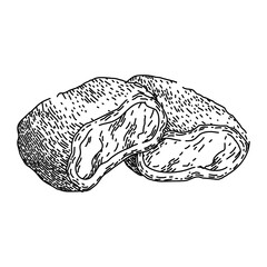 food chicken nuggets hand drawn. crispy fried, vector ketchup, sauce tasty food chicken nuggets vector sketch. isolated black illustration