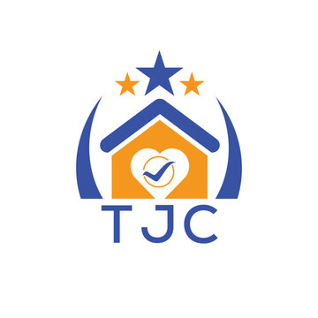 TJC House logo Letter logo and star icon. Blue vector image on white background. KJG house Monogram home logo picture design and best business icon. 
