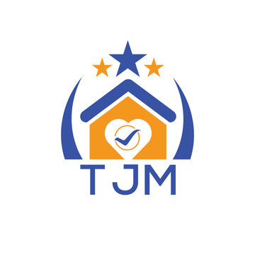 TJM House logo Letter logo and star icon. Blue vector image on white background. KJG house Monogram home logo picture design and best business icon. 
