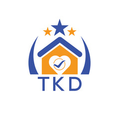 TKD House logo Letter logo and star icon. Blue vector image on white background. KJG house Monogram home logo picture design and best business icon. 
