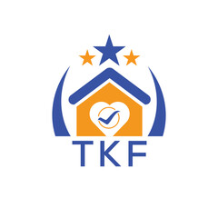 TKF House logo Letter logo and star icon. Blue vector image on white background. KJG house Monogram home logo picture design and best business icon. 
