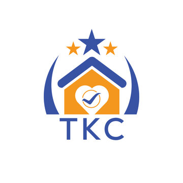 TKC House logo Letter logo and star icon. Blue vector image on white background. KJG house Monogram home logo picture design and best business icon. 
