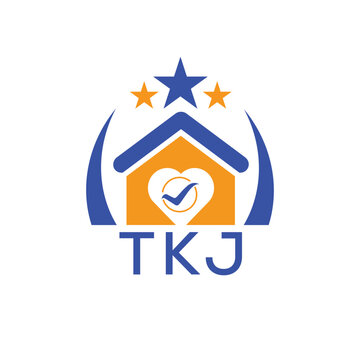 TKJ House logo Letter logo and star icon. Blue vector image on white background. KJG house Monogram home logo picture design and best business icon. 
