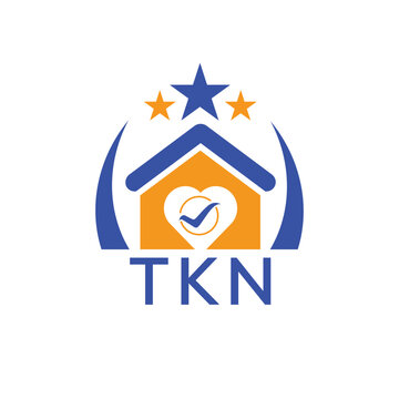 TKN House logo Letter logo and star icon. Blue vector image on white background. KJG house Monogram home logo picture design and best business icon. 
