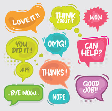 Speech bubble collection for comic. Isolated text balloon vector illustration.
