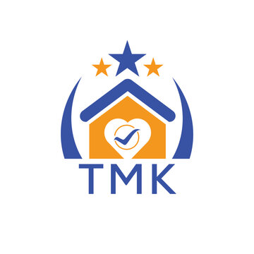 TMK House logo Letter logo and star icon. Blue vector image on white background. KJG house Monogram home logo picture design and best business icon. 
