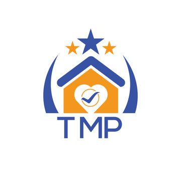 TMP House logo Letter logo and star icon. Blue vector image on white background. KJG house Monogram home logo picture design and best business icon. 
