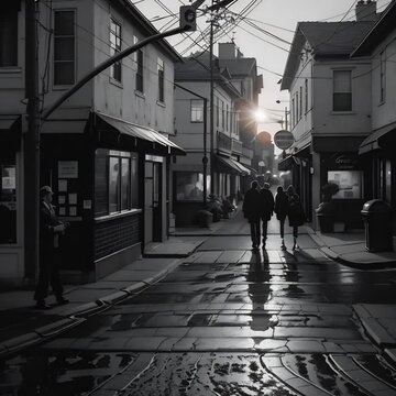 Dark Blue and White City Street Flipbook Animation. Generative AI.
A flipbook animation of a city street at evening as a dark blue and white painting.