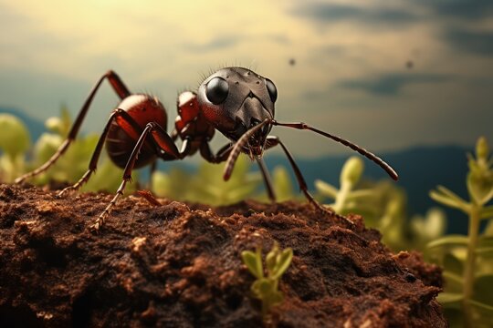 Forest ant close-up. AI gemerated image.