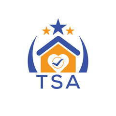 TSA House logo Letter logo and star icon. Blue vector image on white background. KJG house Monogram home logo picture design and best business icon. 
