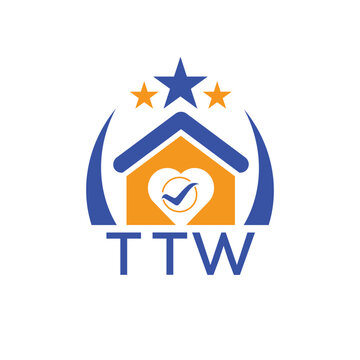 TTW House logo Letter logo and star icon. Blue vector image on white background. KJG house Monogram home logo picture design and best business icon. 
