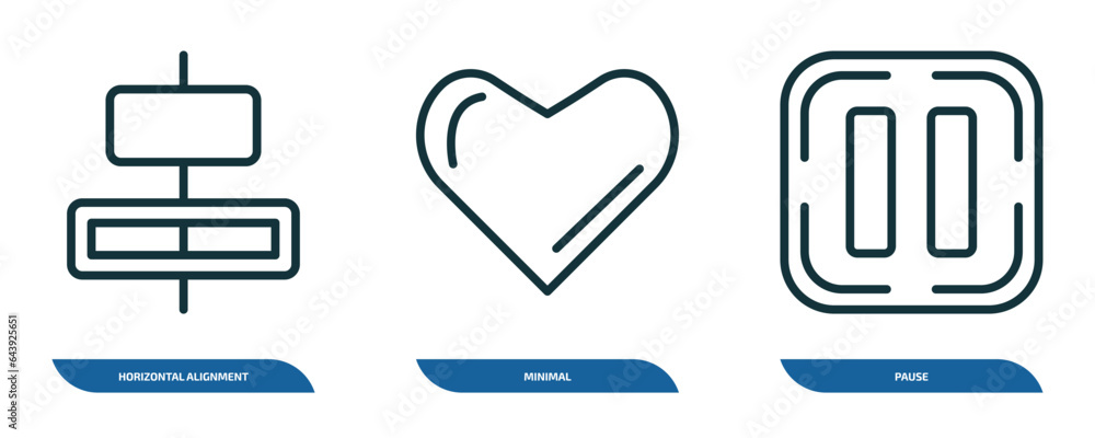 Poster set of 3 linear icons from user interface concept. outline icons such as horizontal alignment, minim