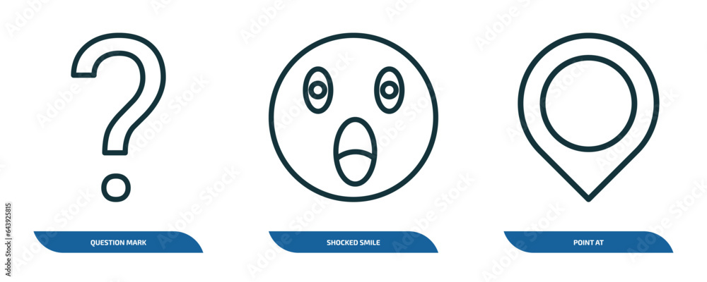 Poster set of 3 linear icons from user interface concept. outline icons such as question mark, shocked smil