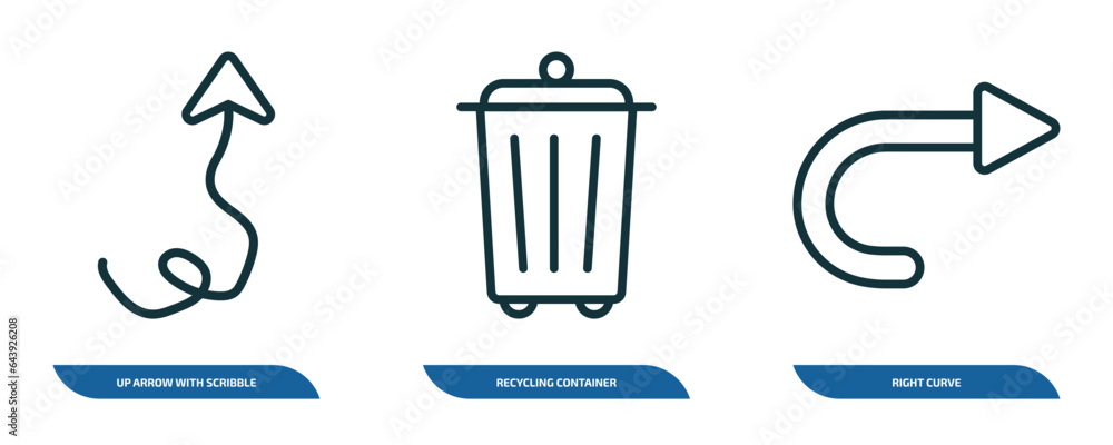 Poster set of 3 linear icons from user interface collection. concept. outline icons such as up arrow with s